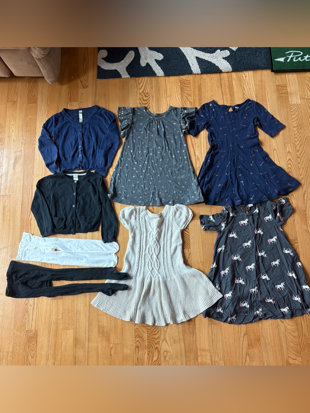 Girls Fall Winter Clothing Lot Bundle Dresses Cardigans Tights Size 5T XS 4/5 5